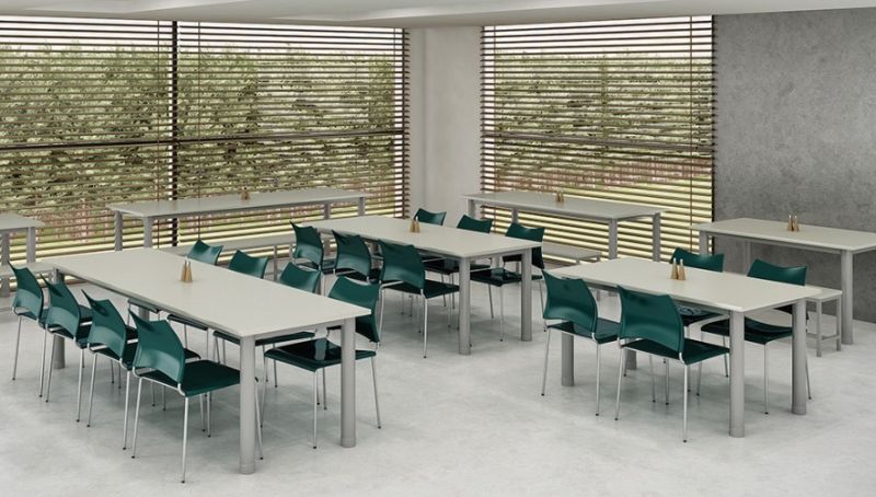 Mesa para Refeitório 8 Lugares Tampo MDP 25mm Melamínico | Assento Coletivo