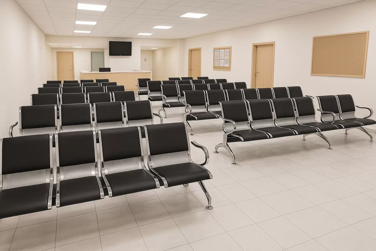 Cadeira Longarina Aeroporto Charm 4 Lugares - Metálica Cromada | Estofada