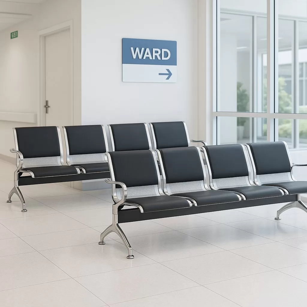 Longarina Aeroporto Charm 4 Lugares - Metálica Cromada | Estofada