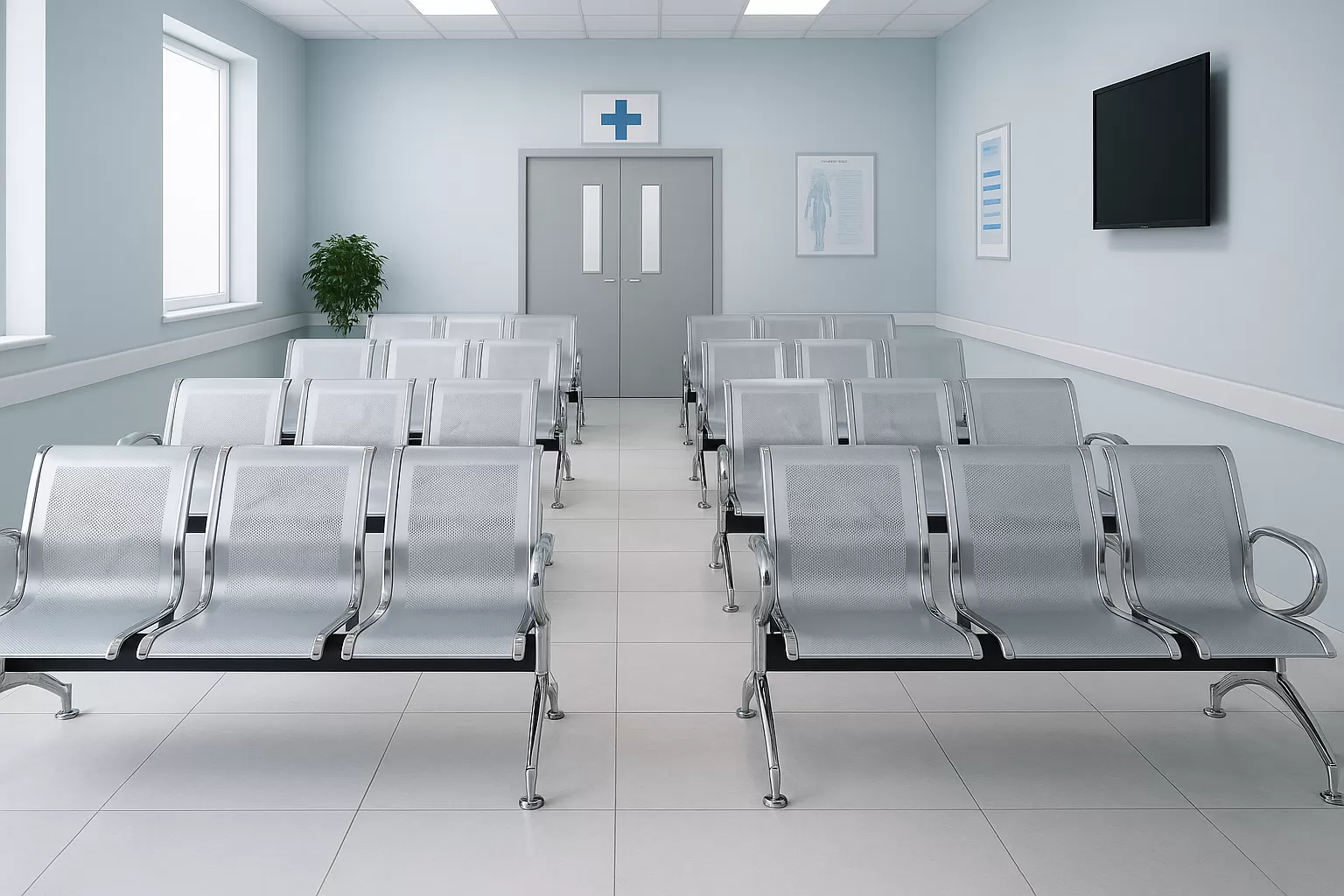 Longarina Charm 2 Lugares - Metálica Cromada | sem Estofado