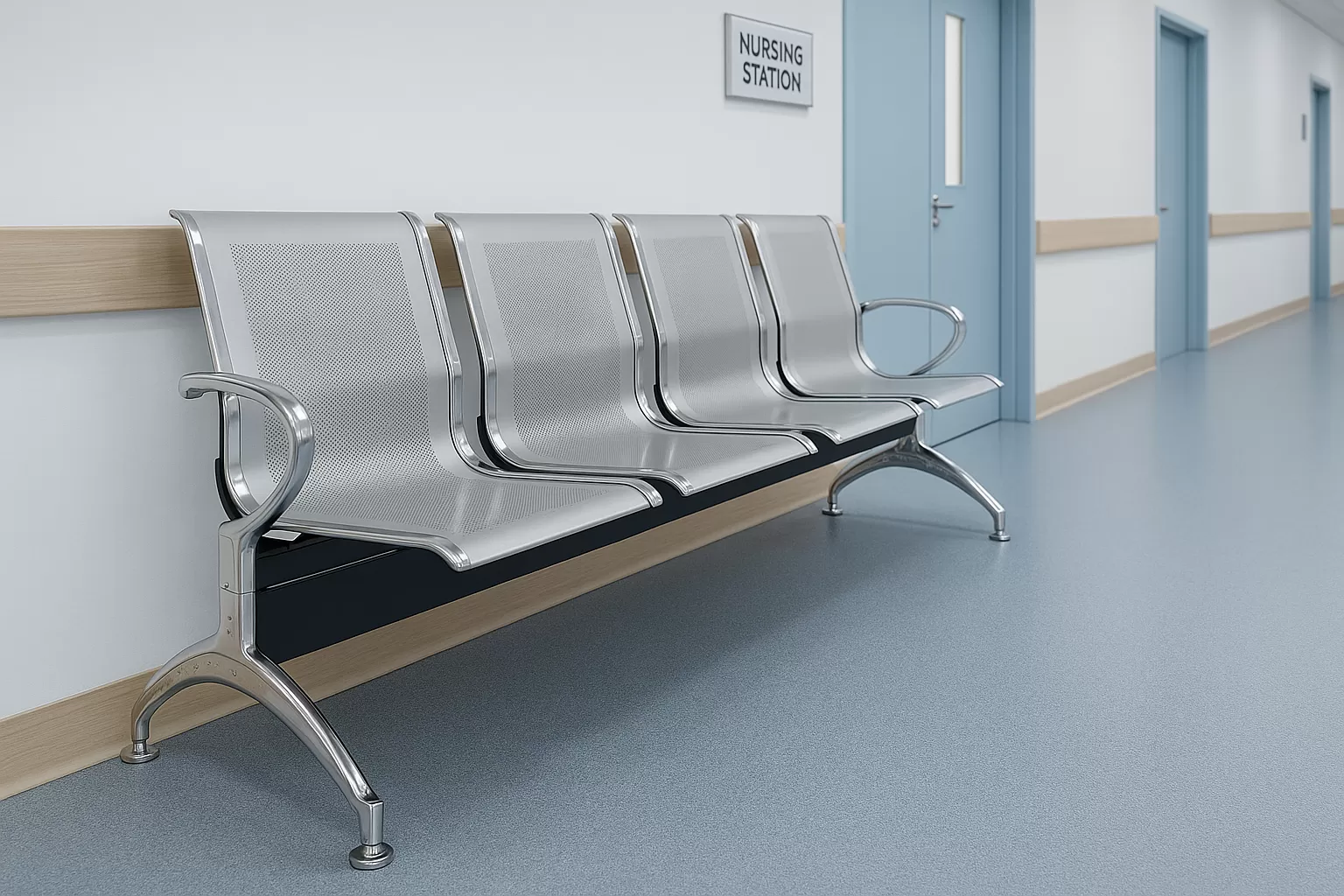 Longarina Charm 3 Lugares - Metálica Cromada | sem Estofado