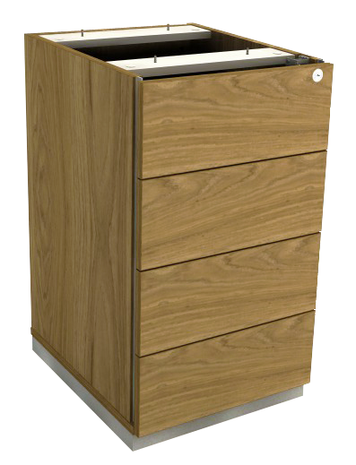 Gaveteiro Pedestal - 4 Gavetas Com Chave *Puxador Lateral | Corpo Em Madeira 400 X 480 - Impéria Premium 25mm