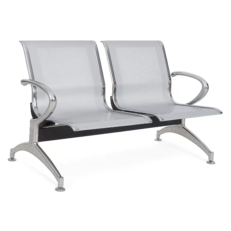 Longarina Aeroporto Charm 2 Lugares - Metálica Cromada | Sem Estofado